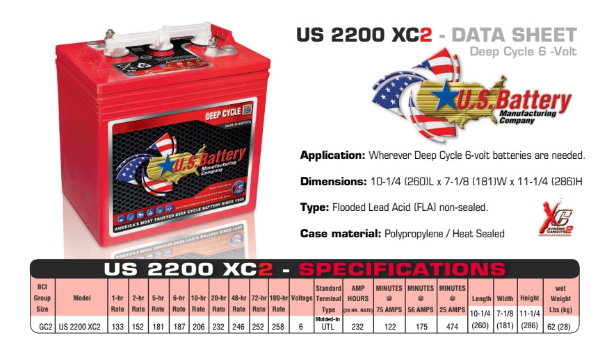 Ciklična baterija akumulator 6V za mašine 208-420 Ah US Battery